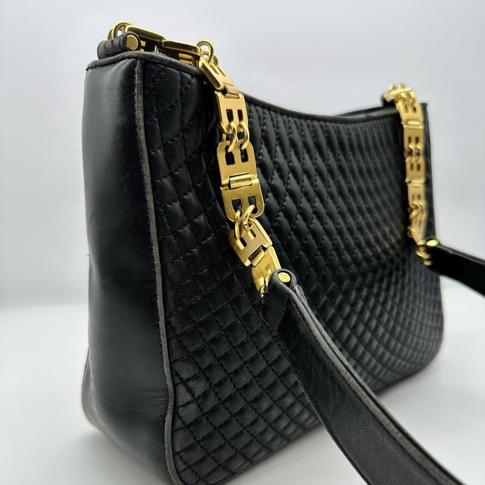 Authentic Vintage Black Bally leather quilted bag